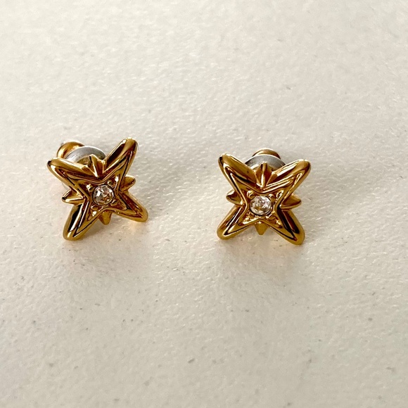 Stella & Dot Moon and Stars Earring Set - Gold and Hematite - Picture 4 of 9